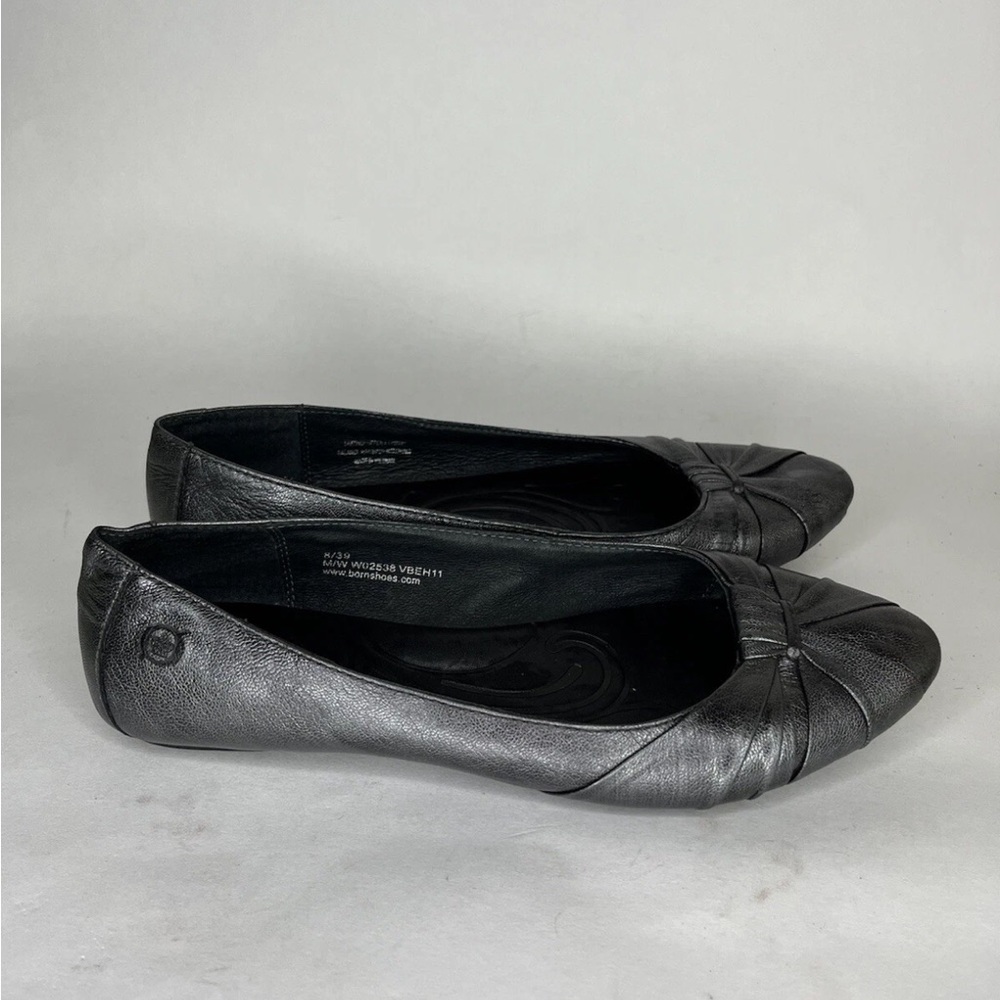 Born Black Leather Knotted Toe Ballet Flats